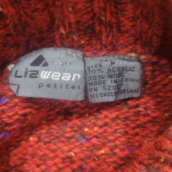 Vintage Wool Blend Sweater Southwestern Jumper LizWear Sz M Petite Shoulder Pads - Picture 9 of 9